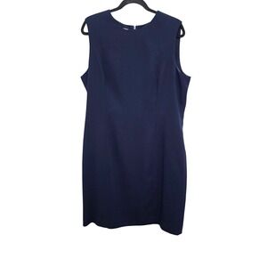 Talbots Women's Navy Blue Sleeveless Sheath Workwear Office Mindi Dress Size 16